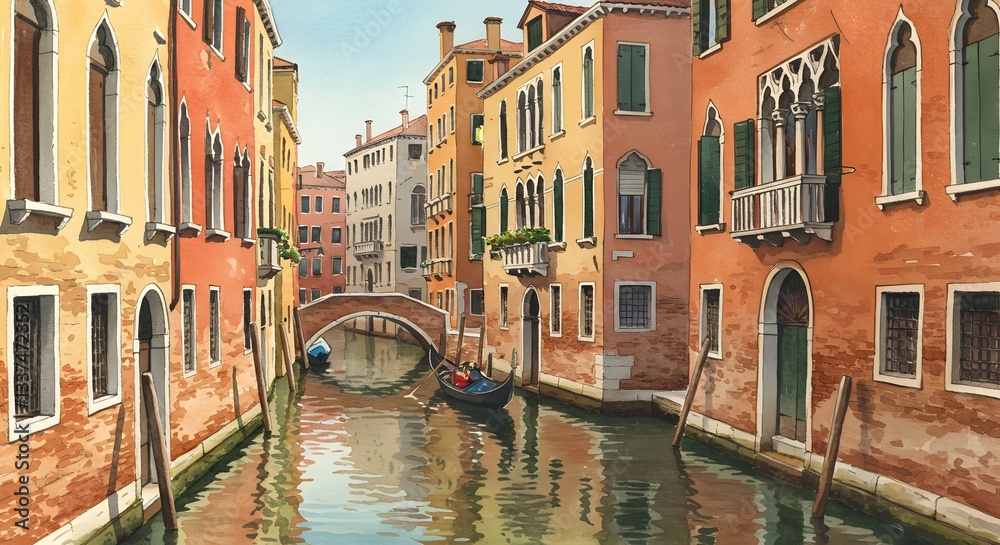 Gondola Navigates Venice Canal Lined with Buildings During Daytime Gondola Navigates Venice Canal Lined with Buildings During Daytime