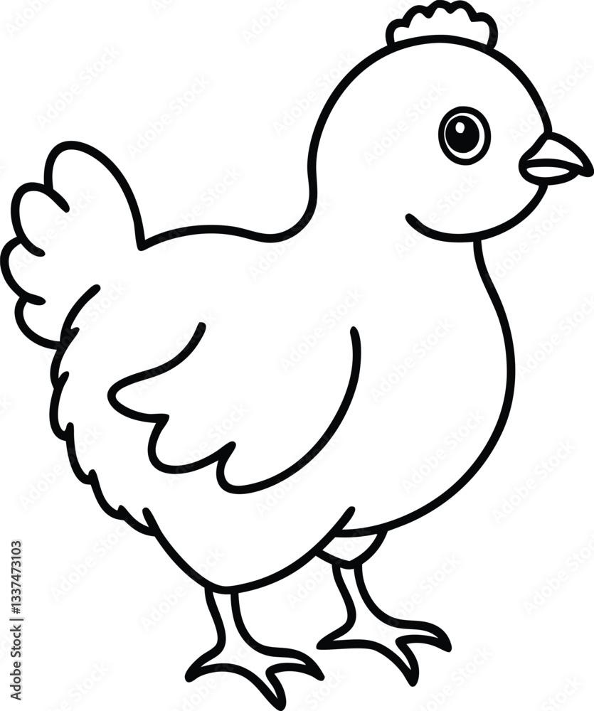 little chicken line art vector, chicken outline little chicken line art vector, chicken outline