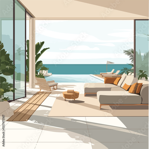 Luxurious Dining and Living Room with Breathtaking Sea View