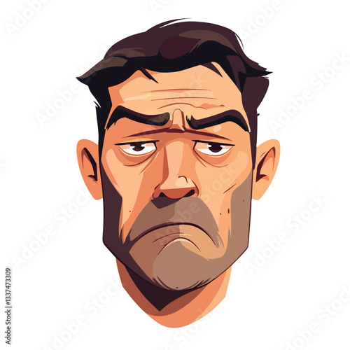 Disappointed Man Face Vector Illustration Isolated