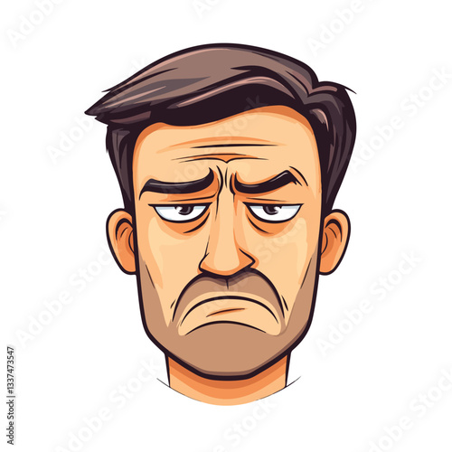 Disappointed Man Face Vector Illustration Isolated
