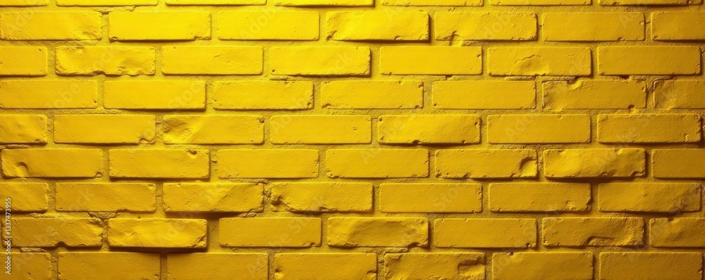 Obraz premium Warm toned, aged yellow brick wall, horizontal pattern, graphic, architecture