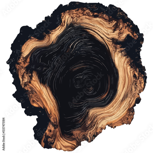 Dramatic Abstract Wood Texture with Dark Burn Design