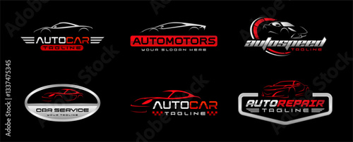 Automotive logo templates collection. Car logo ornament logo vector design elements set. Emblem of sports car set. Car garage logo vector bundle