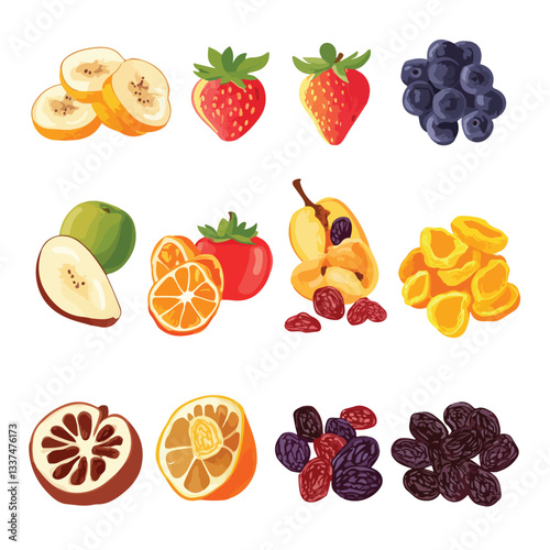 Vibrant Dried Candied Fruits and Berries Set for Healthy Snacking