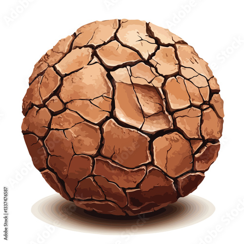 Dry Cracked Earth Texture Background in Red Clay Mud