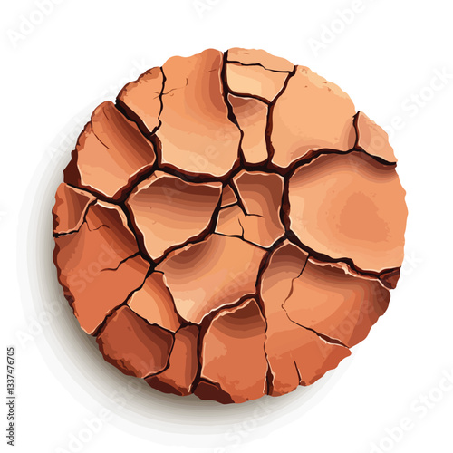 Dry Cracked Earth Texture Background in Red Clay Mud
