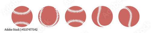 Set of Baseball ball. Sport ball baseball. Glyph icon. Sport game equipment. Vector illustration