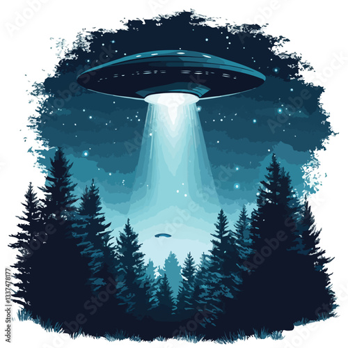 Eerie Alien UFO Abduction in Night Sky