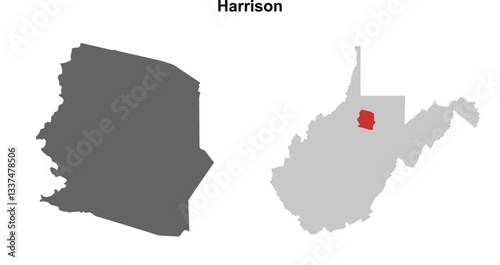 Harrison County (West Virginia) blank outline map set