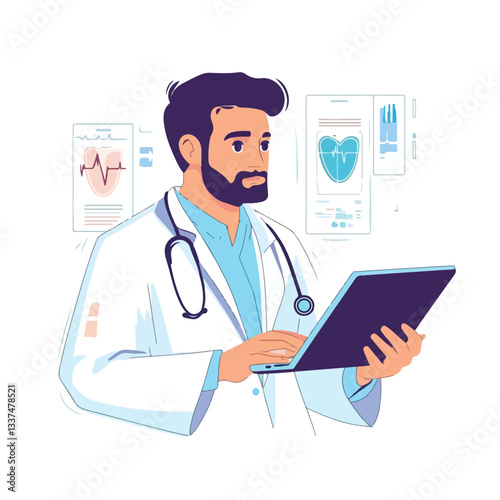 Electronic Health Record and Medical Patient Information on Digital Tablet Screen