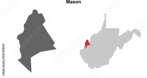 Mason County (West Virginia) blank outline map set