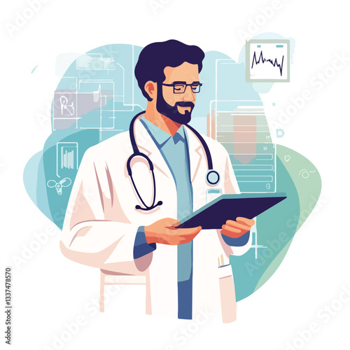 Electronic Health Record and Medical Patient Information on Digital Tablet Screen