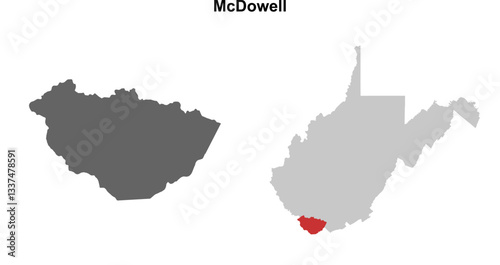 McDowell County (West Virginia) blank outline map set