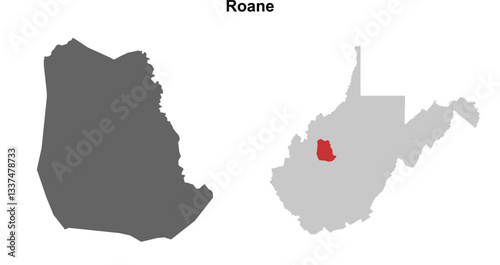 Roane County (West Virginia) blank outline map set