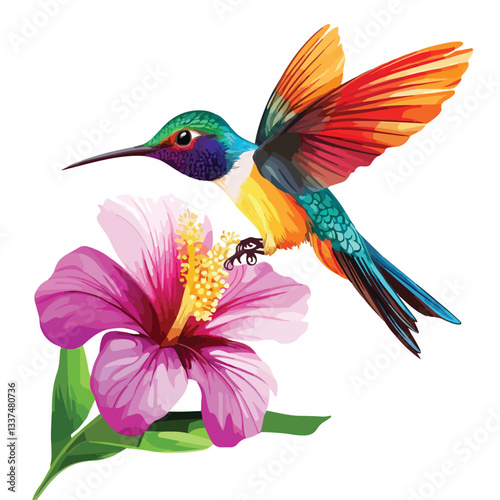 Exotic Colibri Hummingbird on a Tropic Flower