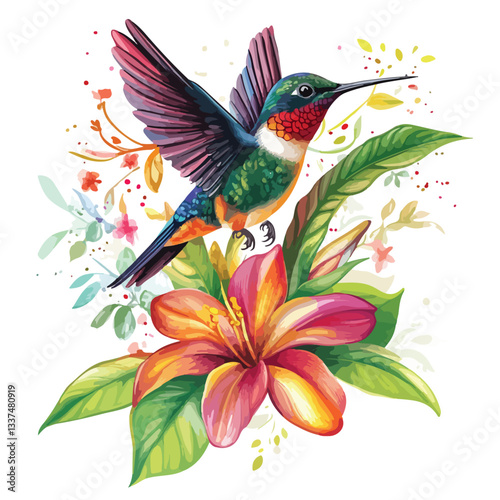 Exotic Colibri Hummingbird on a Tropic Flower