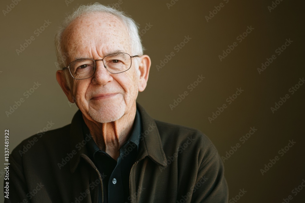 Obraz premium Calm Moment of a Man Against a Neutral Background