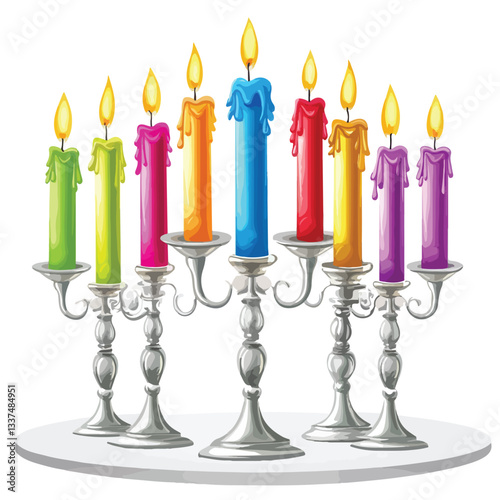 Elegant Festive Banquet Table Setting with Tall Silver Candlesticks for Celebration Decor