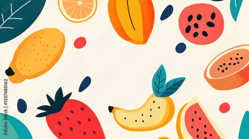 Vibrant fruitthemed abstract design with modern textures, perfect for a fresh touch to any project or decor. Vibrant fruitthemed abstract design with modern textures, perfect for a fresh touch to any project or decor.