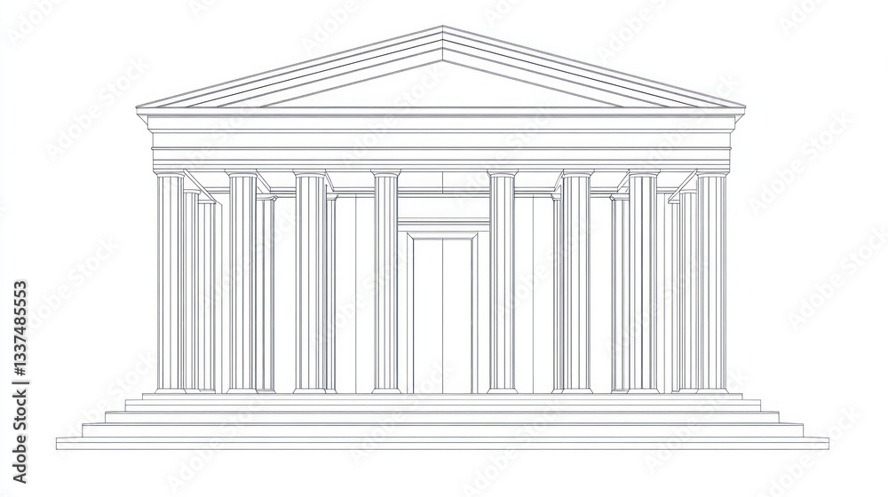 Obraz premium Classic Greek temple outline illustration (1)