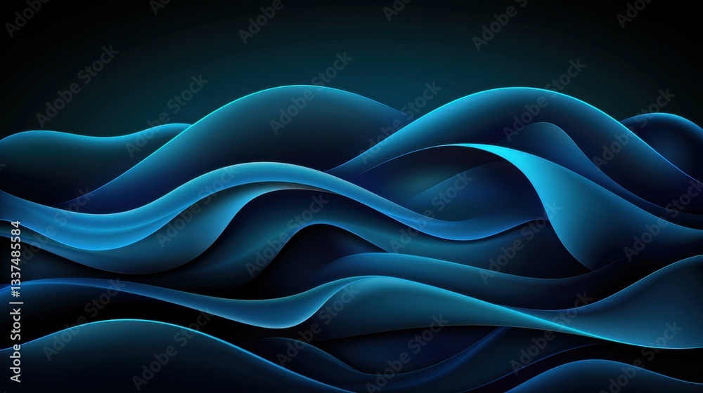 Obraz premium Experience the fluid elegance of blue waves in this smooth digital background, perfect for various creative projects.