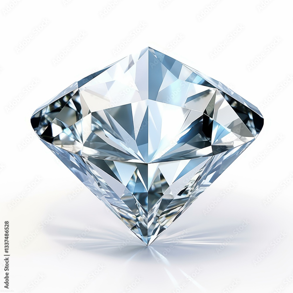 A sleek di cut image of a diamond shape, crisp edges on a bright white background making it pop with elegance.