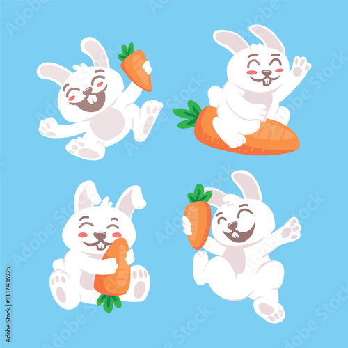 Cute white bunny collection with carrot