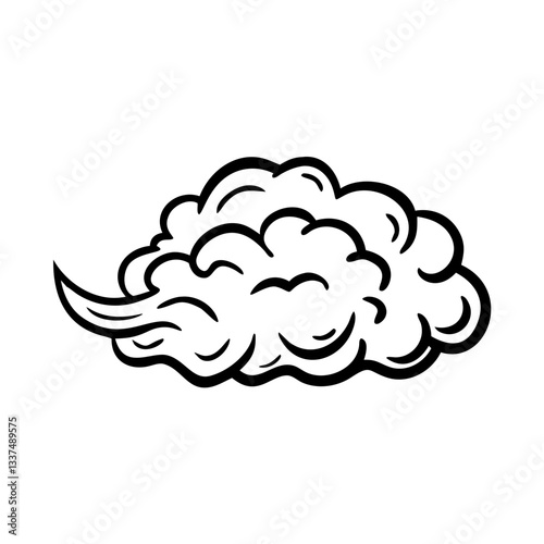 Cloud icon with swirling shape, nature and weather concept