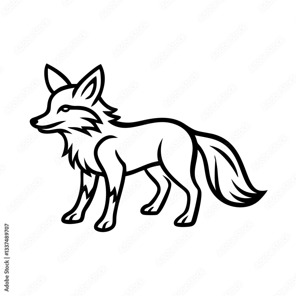 Fox icon standing confidently in nature, wildlife concept Fox icon standing confidently in nature, wildlife concept