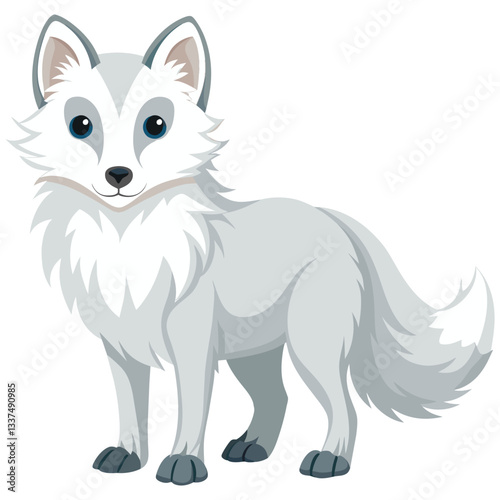 arctic fox vector illustration, wildlife animal drawing
