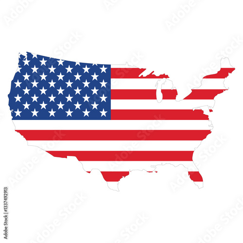 united states of america map with flag