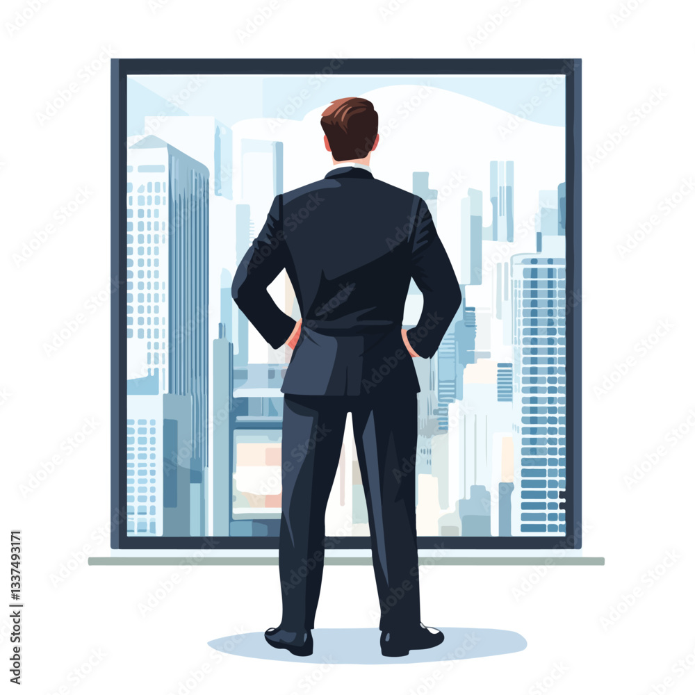 Fototapeta premium Successful Businessman Standing Full Length View From Back