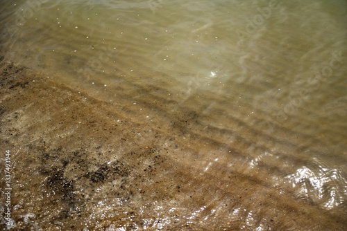 Obraz na płótnie dettagli del tratto di mare dove l'acqua bagna la sabbia della spiaggia w salonie