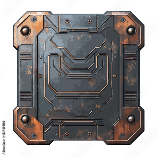 Futuristic Metal Panel Circuitry Rust T