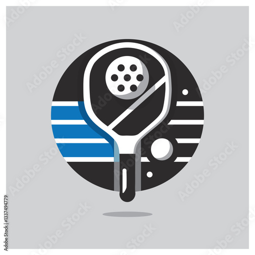 Vector graphic illustration with logotype for game pickleball