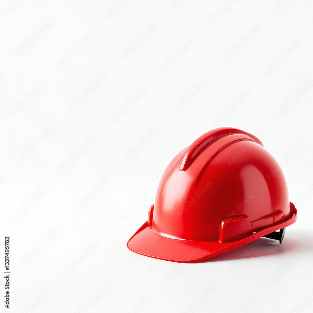 High-Resolution Flatlay Red Construction Helmet on White Background, Safety Gear, Industrial Equipment, Hard Hat High-Resolution Flatlay Red Construction Helmet on White Background, Safety Gear, Industrial Equipment, Hard Hat