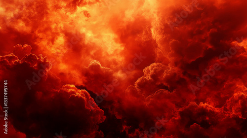 Fiery red dramatic sky. Bloody red background with copy space for design.