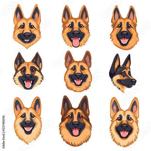 Funny German Shepherd Dog Cartoon Mascot Character Vector Illustration