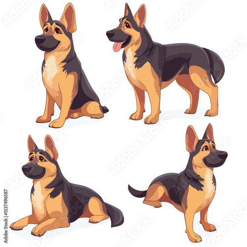 Friendly German Shepherd Cartoon Mascot Character Vector Illustration