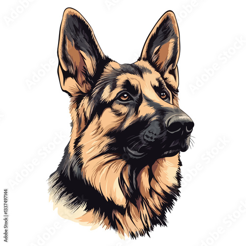German Shepherd Dog Head Face Vector Illustration