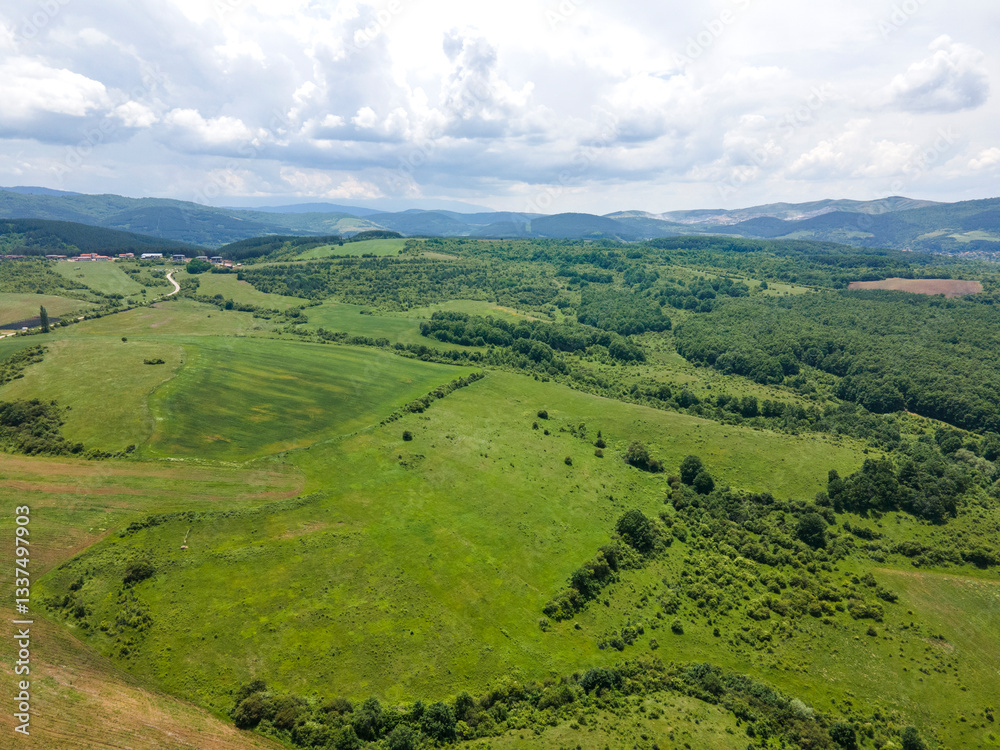 Aerial view of Vitosha Mountain near Village of Rudartsi, Bulgaria Aerial view of Vitosha Mountain near Village of Rudartsi, Bulgaria