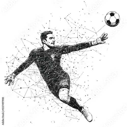 Precision Goalkeeper Catching Ball with Lines and Triangles