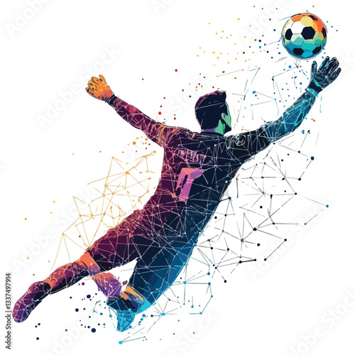 Precision Goalkeeper Catching Ball with Lines and Triangles