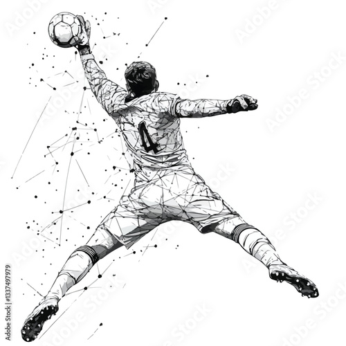 Precision Goalkeeper Catching Ball with Lines and Triangles
