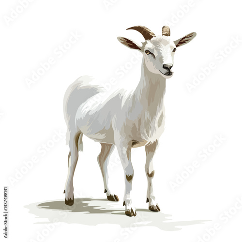 Full Body Goat Vector Illustration for Farm Pet Animation