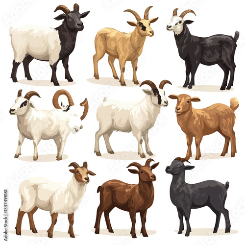 Full Body Goat Vector Illustration for Farm Pet Animation