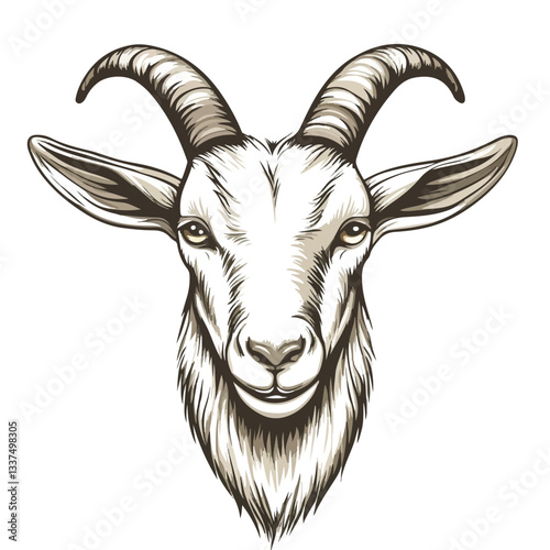Goat Head Face Logo Vector Illustration Farm Pet