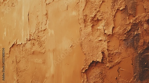 Textured orange wall surface showing cracks and erosion