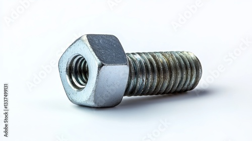 A single metal nut isolated against a white background, commonly known as a female screw